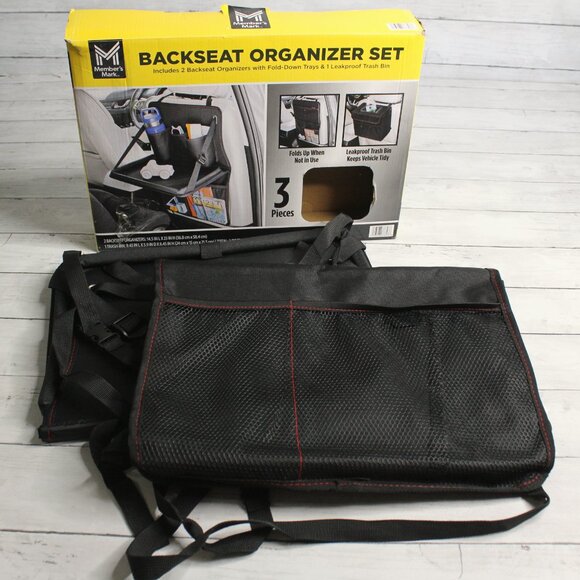 Backseat Organizer Set Fold Down Up Trays Travel Car Vehicle Caddy Set - Picture 2 of 4